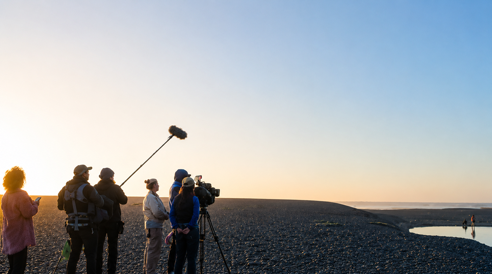 Mad River crew filming on a river landscape